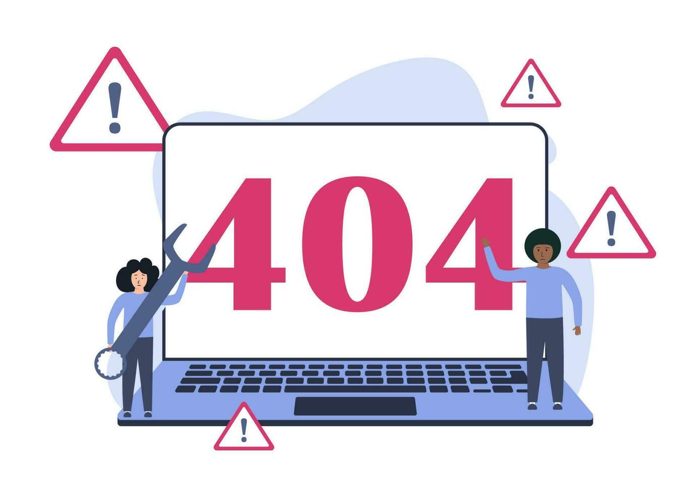 404 erro de conexão. os assistentes verificam a situação. desculpe, página não encontrada vetor