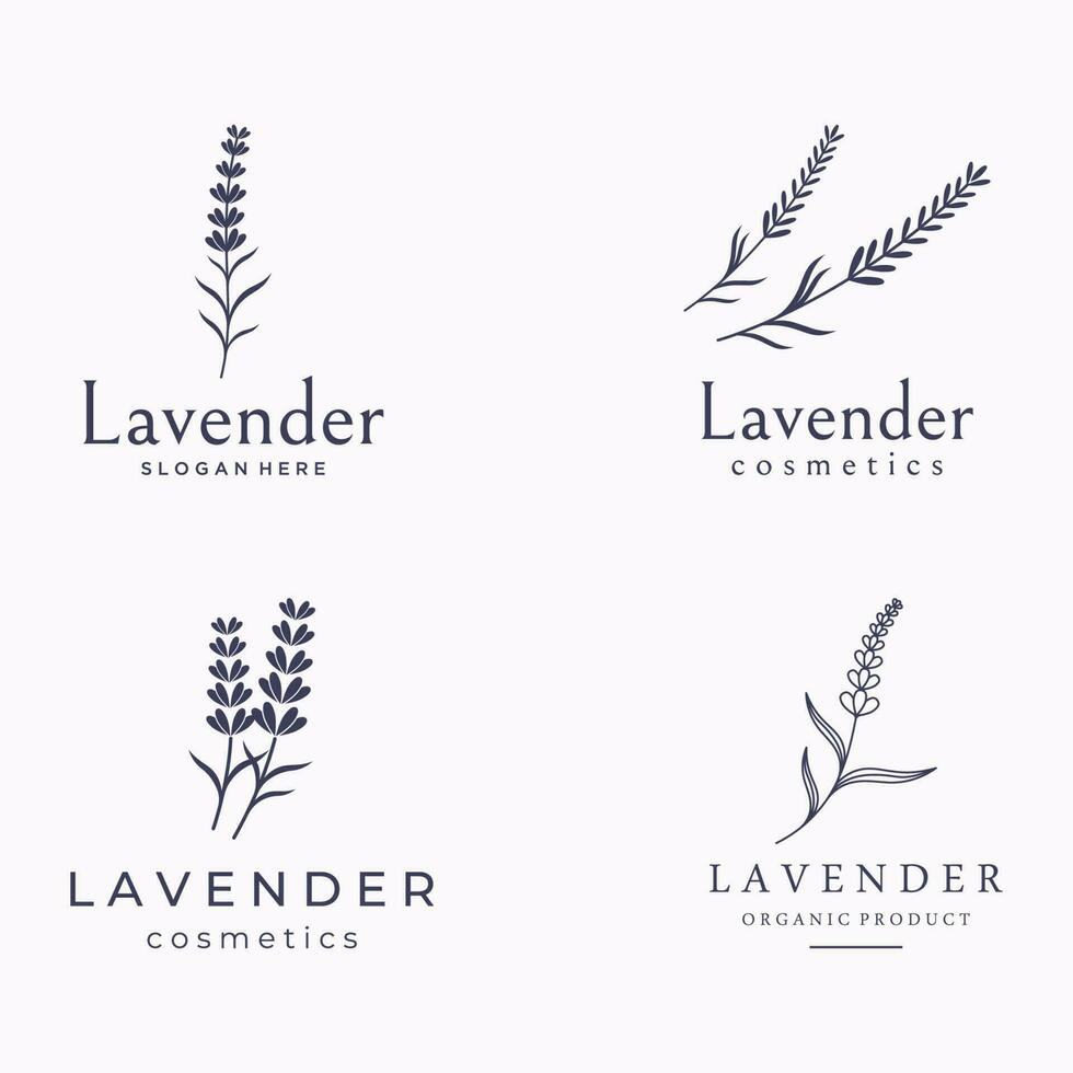 mão desenhado orgânico lavanda flor logotipo modelo design.logotipo para Cosmético, beleza, chá, óleo, erva. vetor