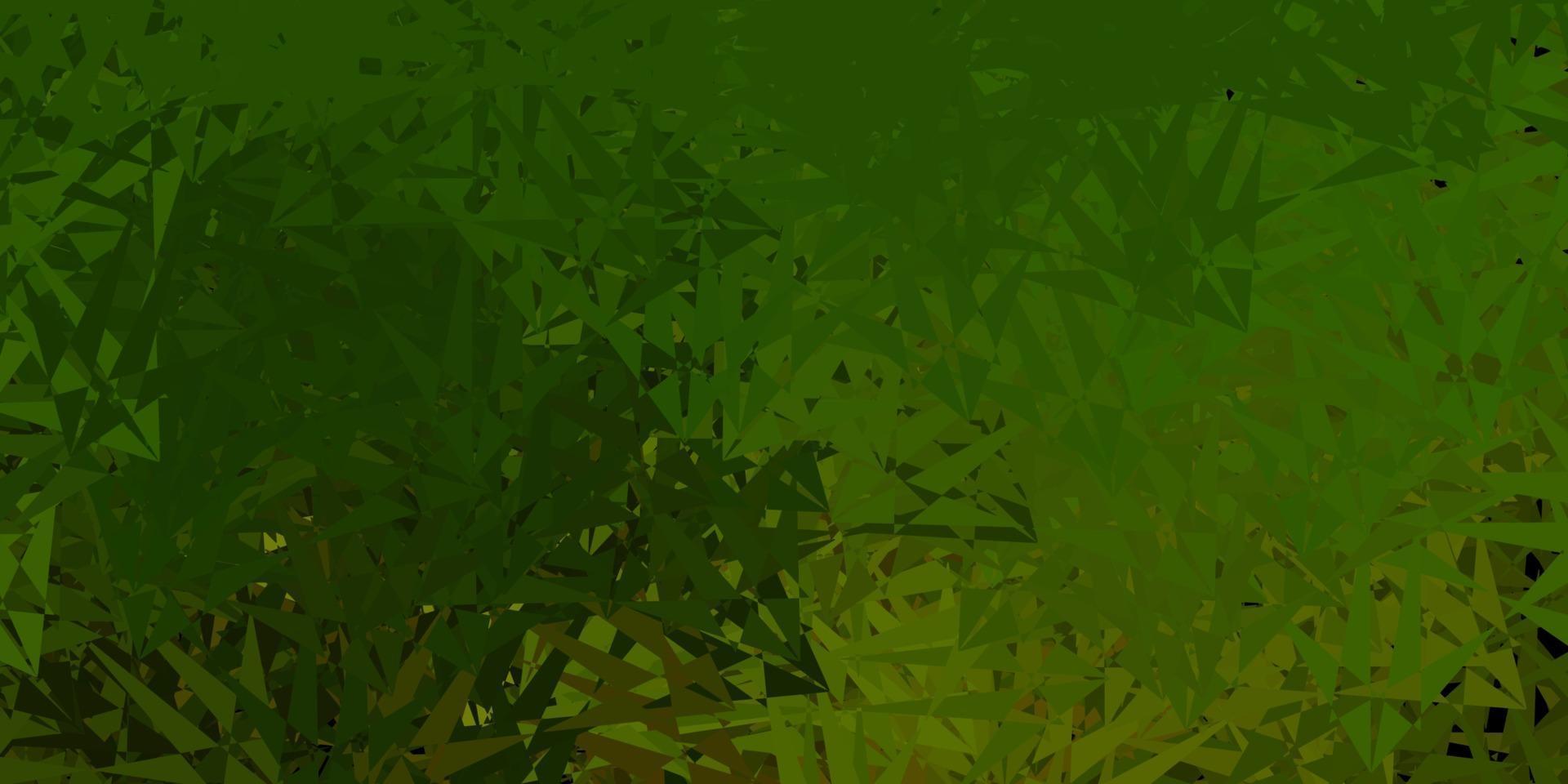 pano de fundo vector verde escuro com triângulos, linhas.