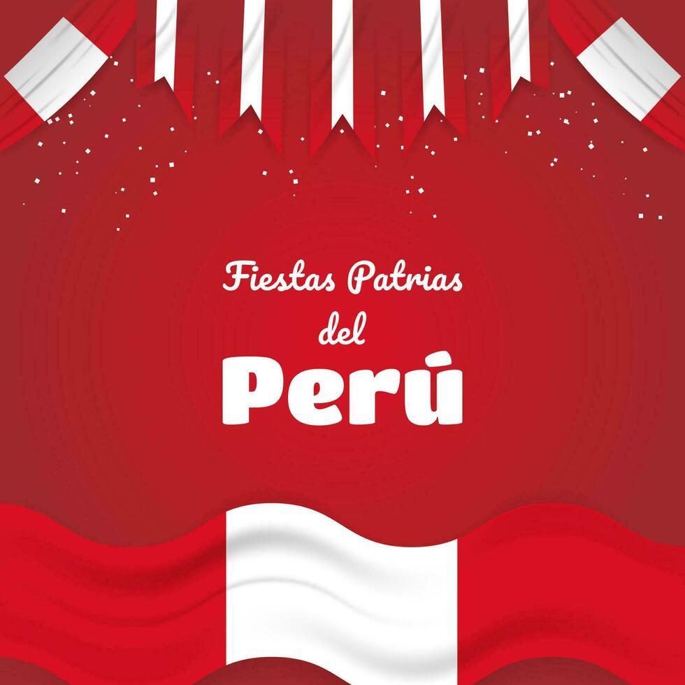 peruano nacional feriados celebração cumprimento com espanhol frase texto festas patrias Peru vetor