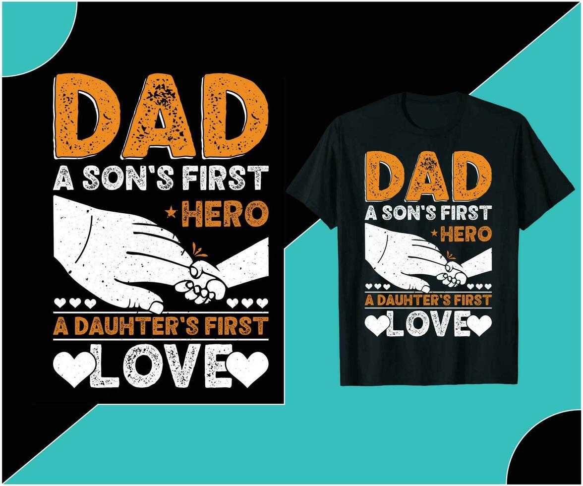 Papai uma filhos primeiro herói uma da filha primeiro amor camiseta Projeto. vetor