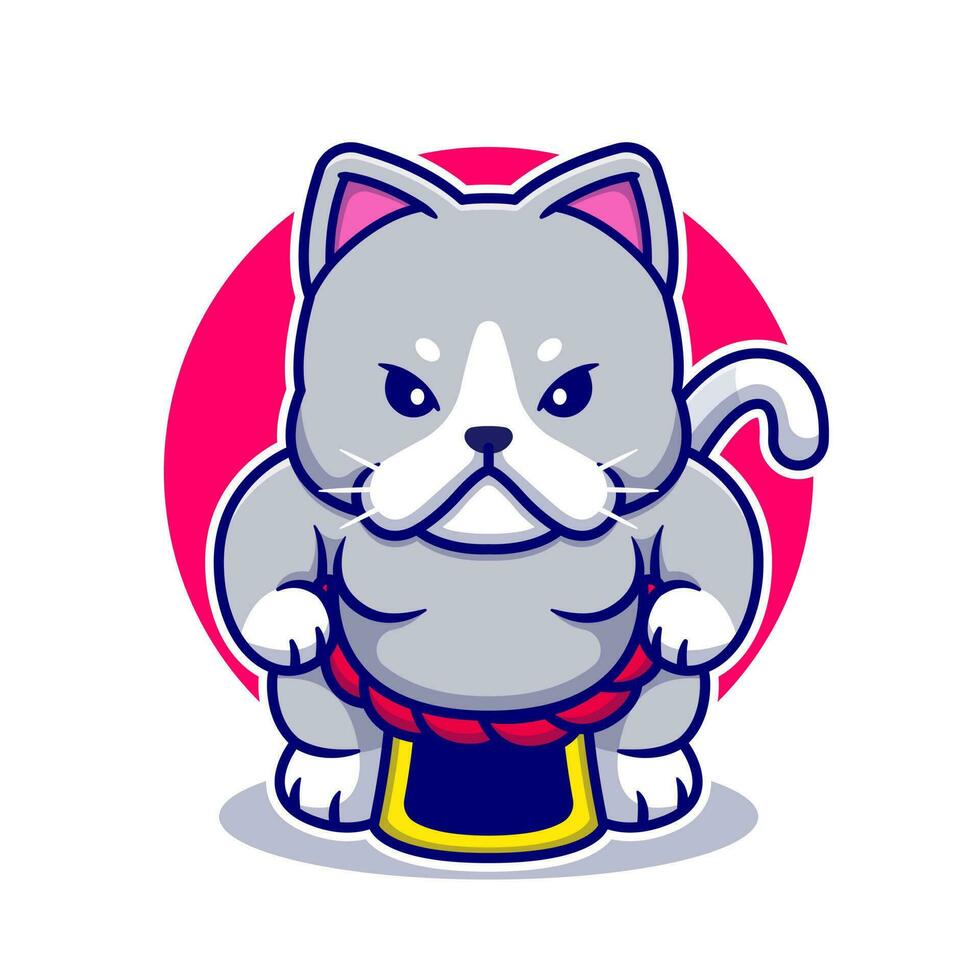 fofa gato sumô desenho animado vetor ícone ilustração. animal esporte ícone conceito isolado Prêmio vetor. plano desenho animado estilo