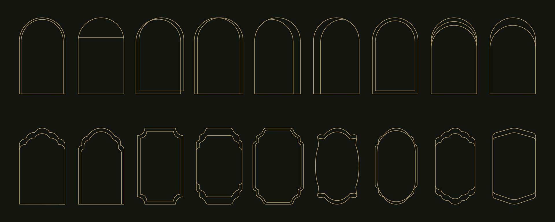 conjunto do minimalista linear arco quadros dentro na moda moderno minimalista ano 2000 estético estilo. abstrato vetor Projeto esboço elementos - arco, geométrico Formato para bandeira, social meios de comunicação, poster.