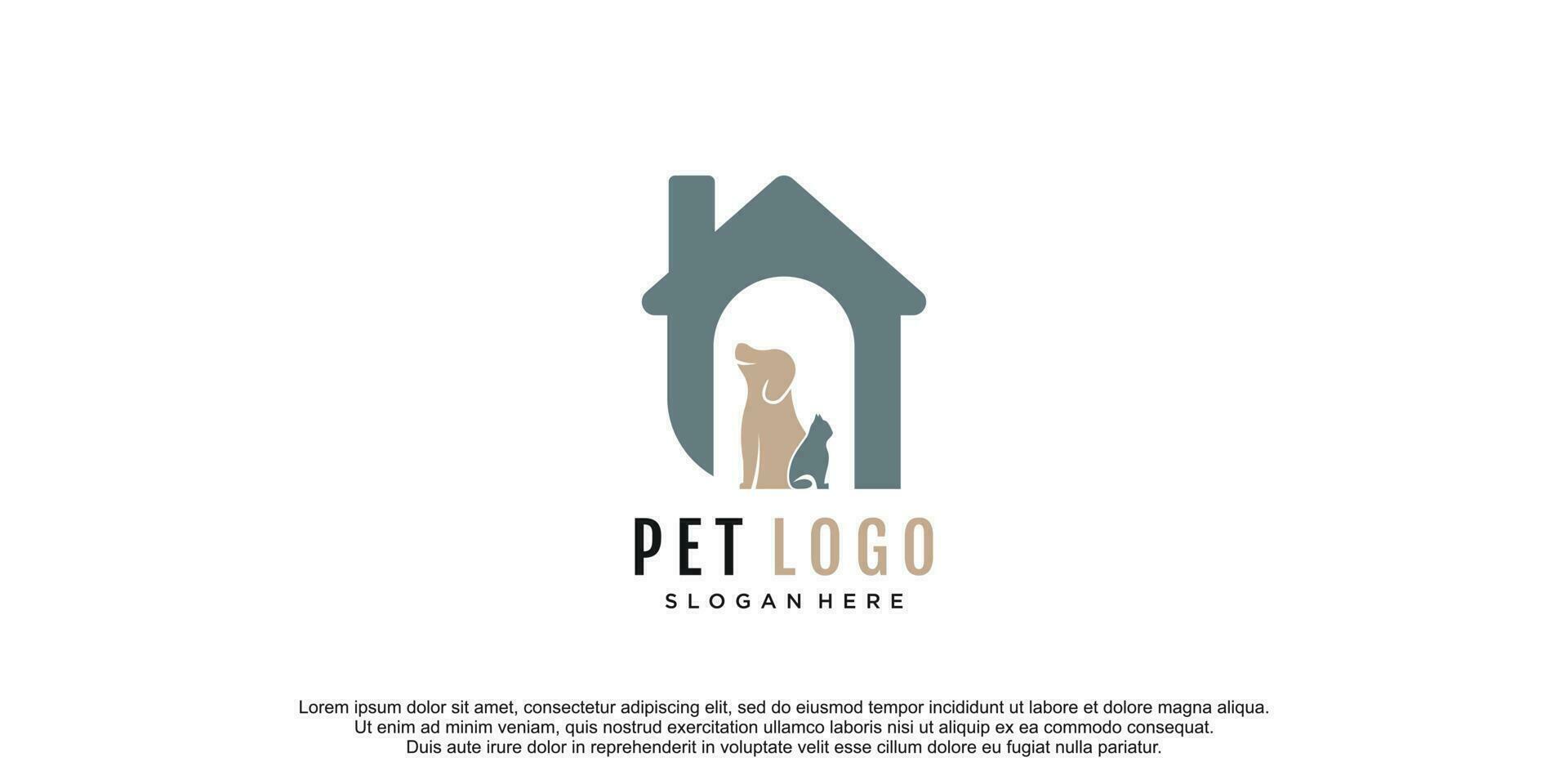 animal Cuidado logotipo com cachorro e gato silhueta símbolo ícone vetor ilustração