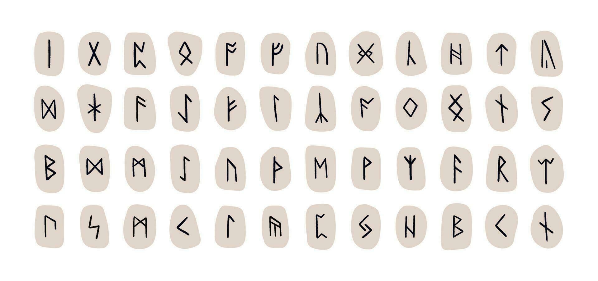 conjunto do mão desenhado abstrato runas. rabisco pedras com runas isolado em branco fundo. vetor