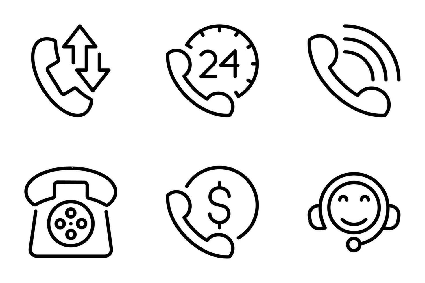 conjunto do ícones para Telefone. apoiar, Telefone, ícone, cliente, voz, responder, do utilizador, assistente, discussão, o email vetor