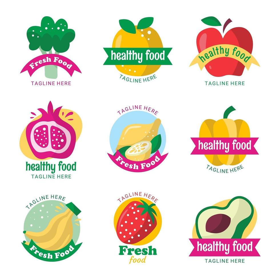 modelo de logotipo de alimentos saudáveis e frescos vetor