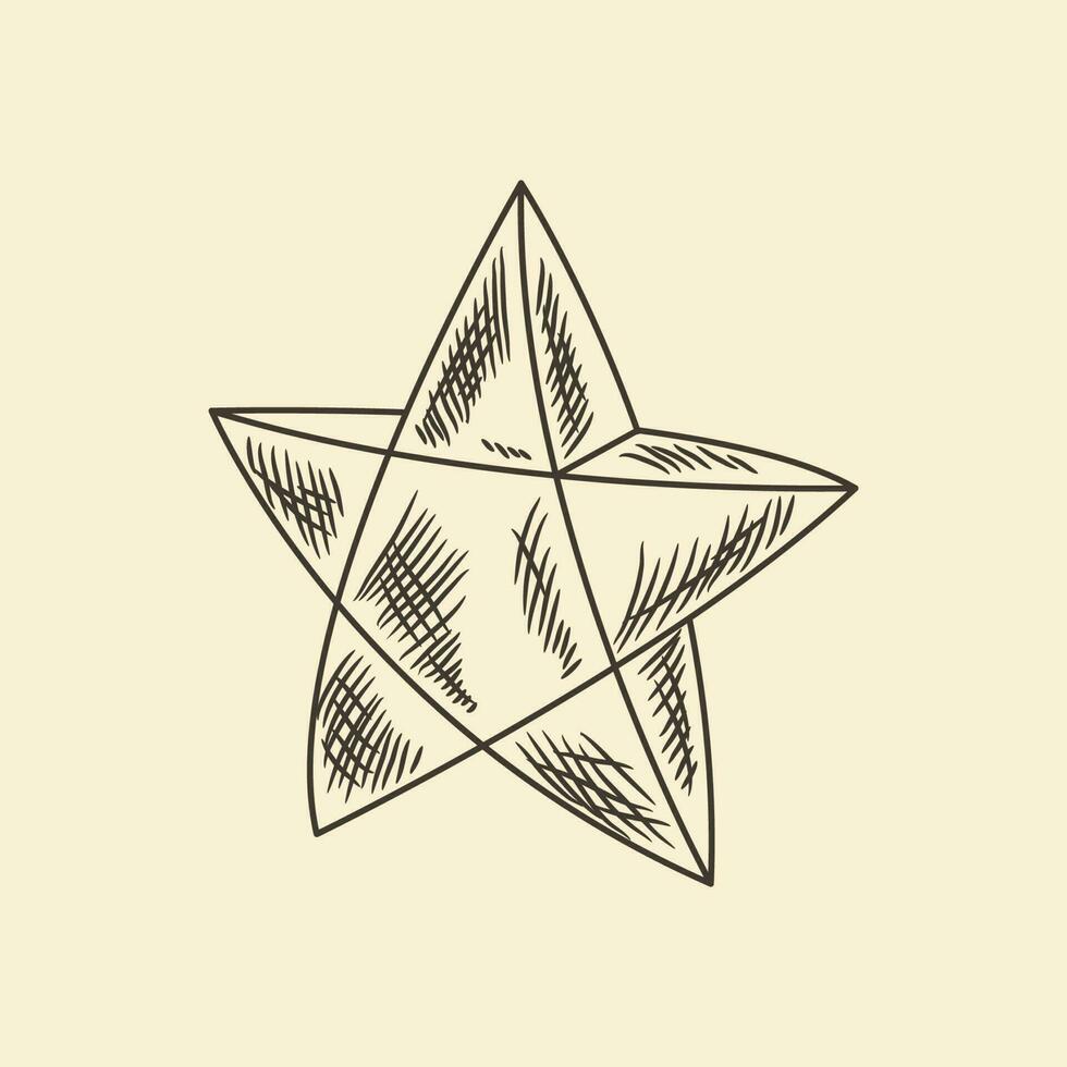 vintage mão desenhando Estrela vetor estoque ilustração