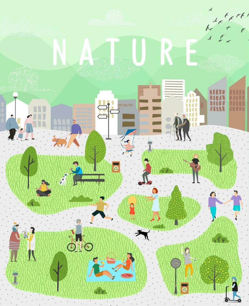 natureza e paisagem, contemporâneo artístico poster. vetor