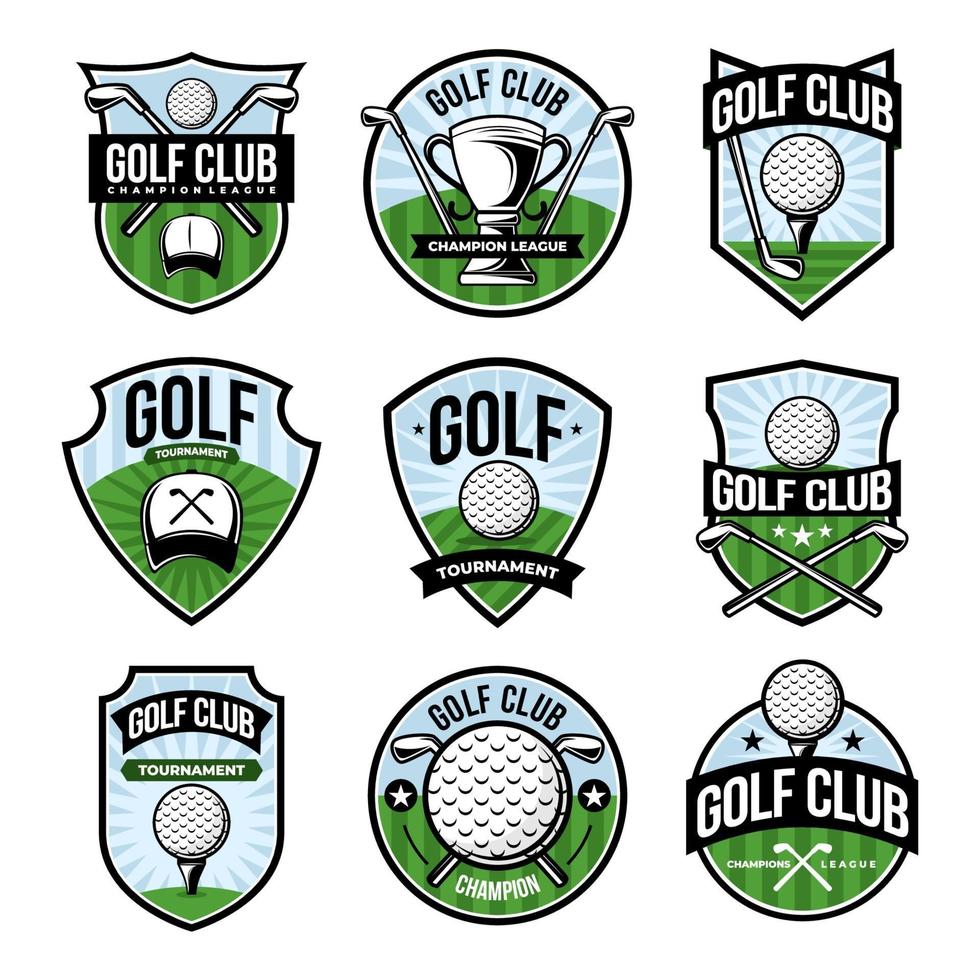 coleção de crachás do clube de golfe vetor