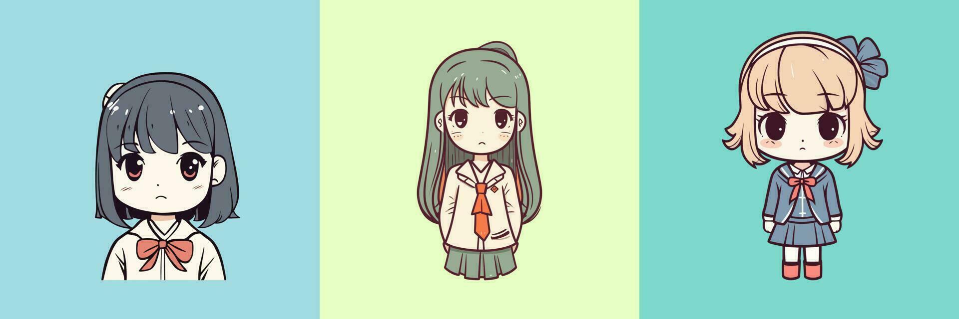 fofa kawaii menina chibi desenho animado ilustração vetor