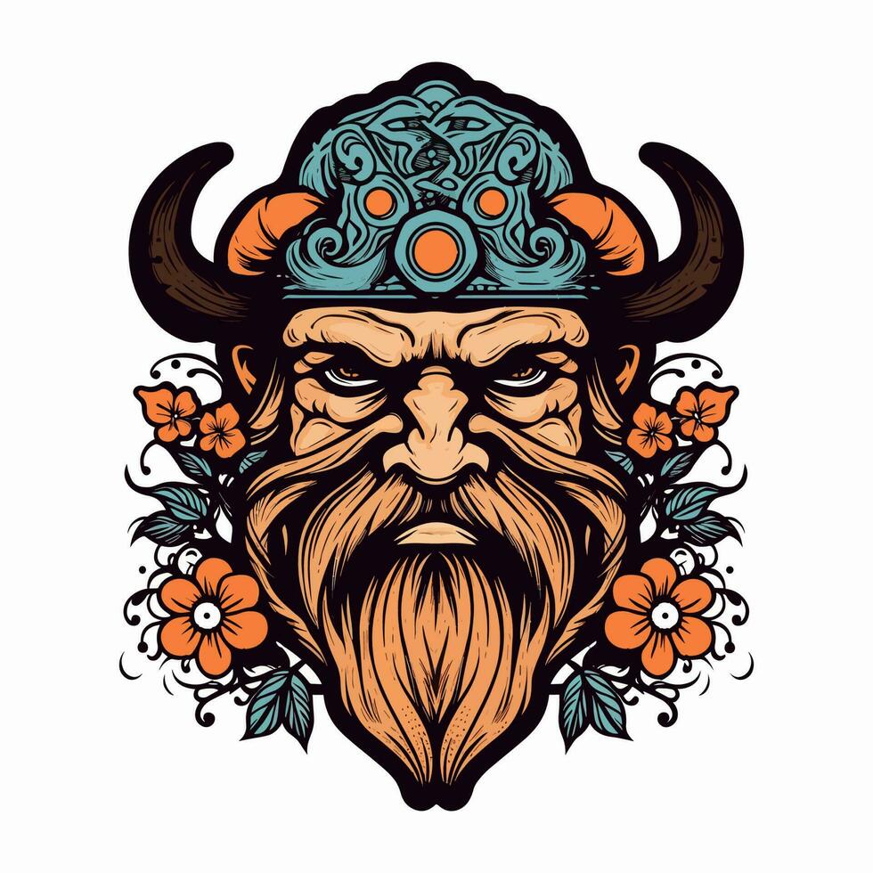 viking Guerreiro desenhado à mão logotipo Projeto ilustração vetor