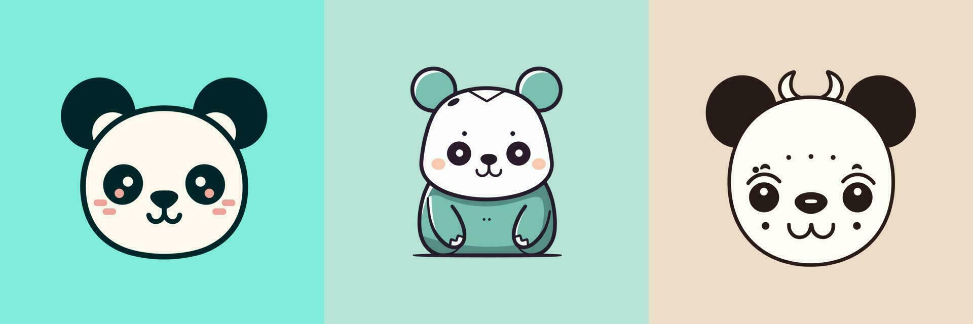 fofa kawaii panda desenho animado ilustração vetor