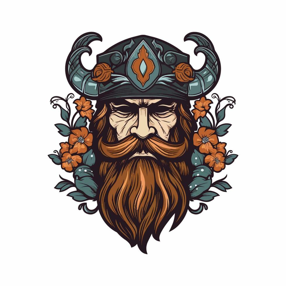 uma feroz viking Guerreiro desenhado à mão logotipo projeto, perfeito para uma Esportes equipe ou marca querendo para transmitir força e resiliência vetor