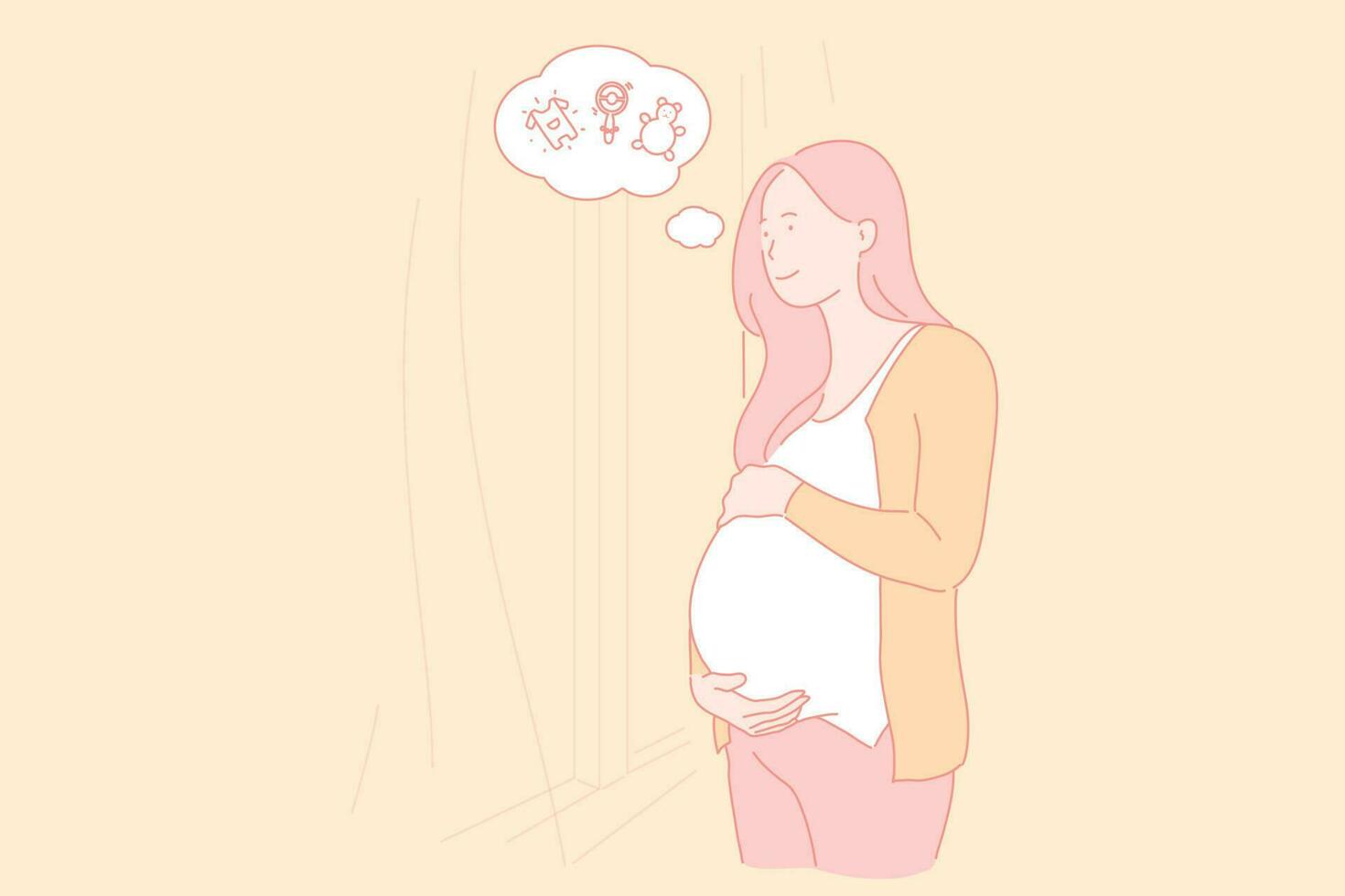 gravidez, gravidez, fêmea corpo doença, esperando bebê conceito vetor