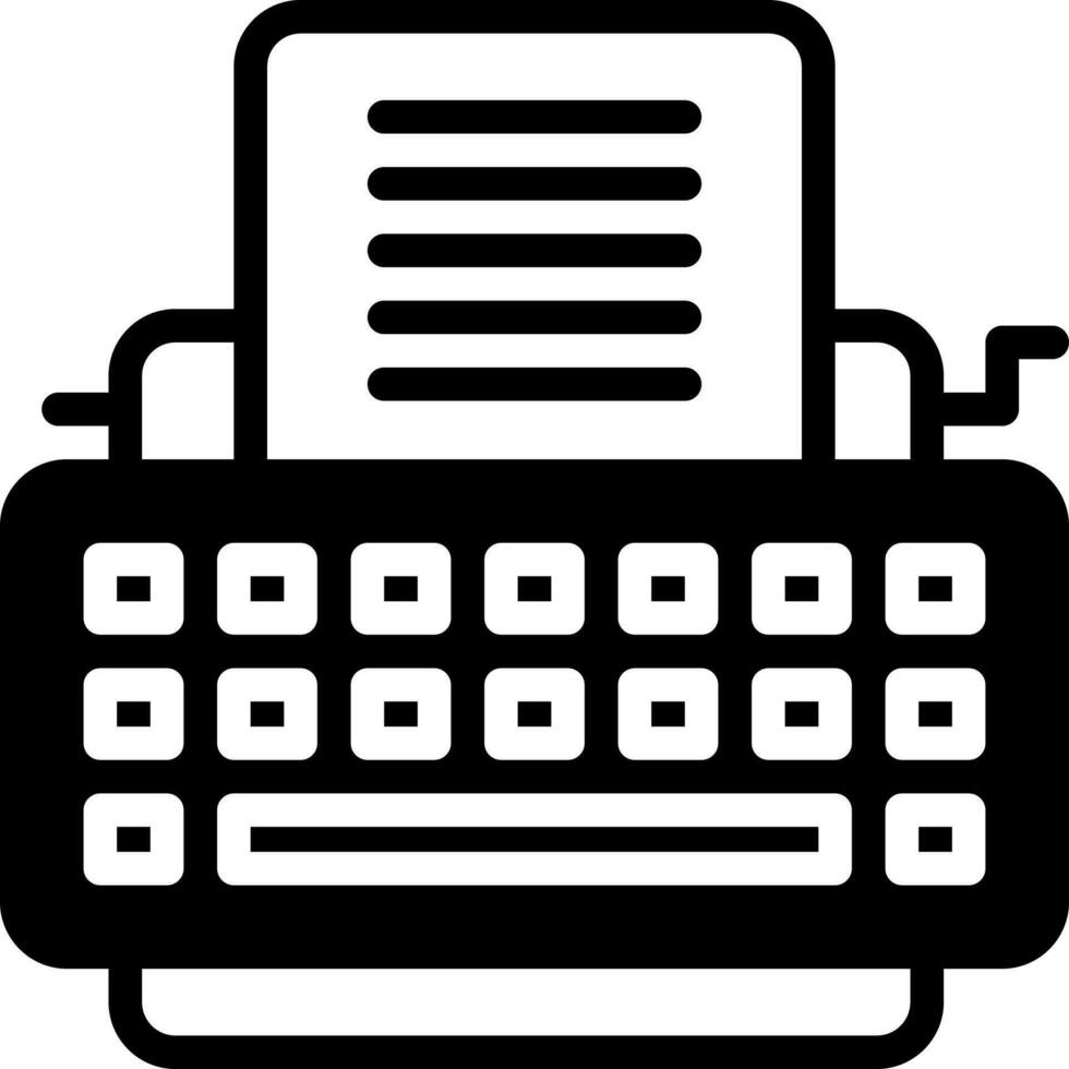 sólido ícone para máquina de escrever vetor