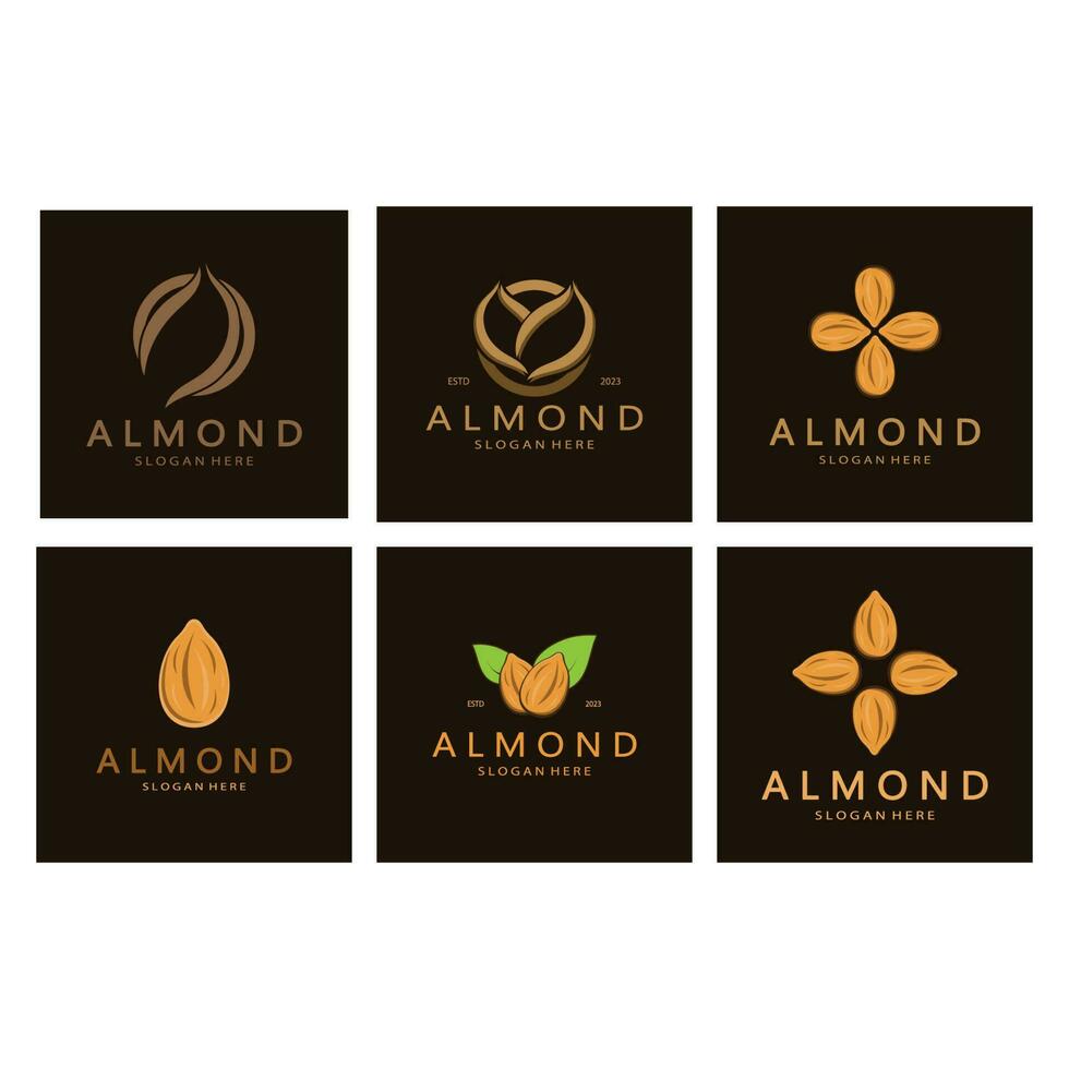 simples amêndoa logotipo, para negócios,crachá,marca registrada,amêndoa óleo, amêndoa fazenda, amêndoa loja, vetor