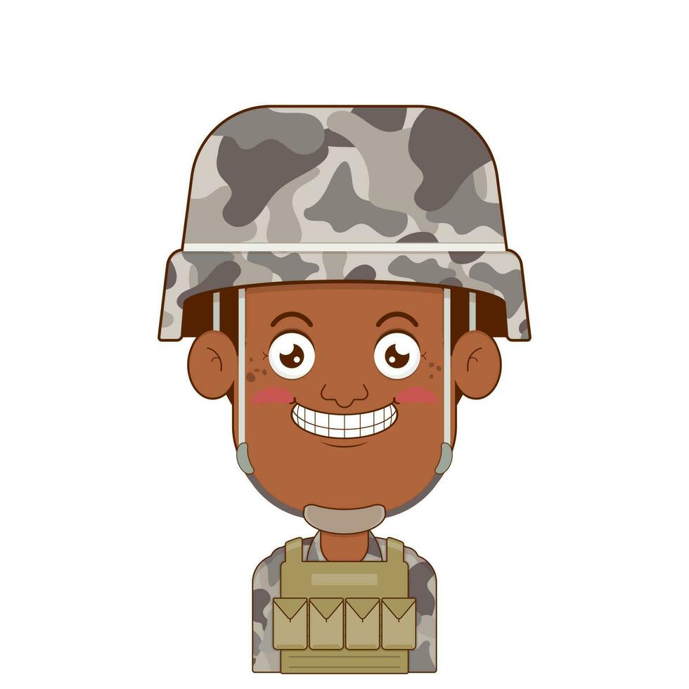 soldado sorrir face desenho animado fofa vetor