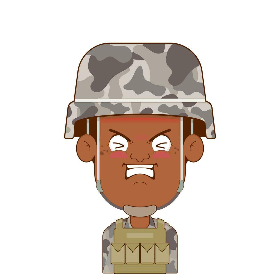 soldado doeu face desenho animado fofa vetor