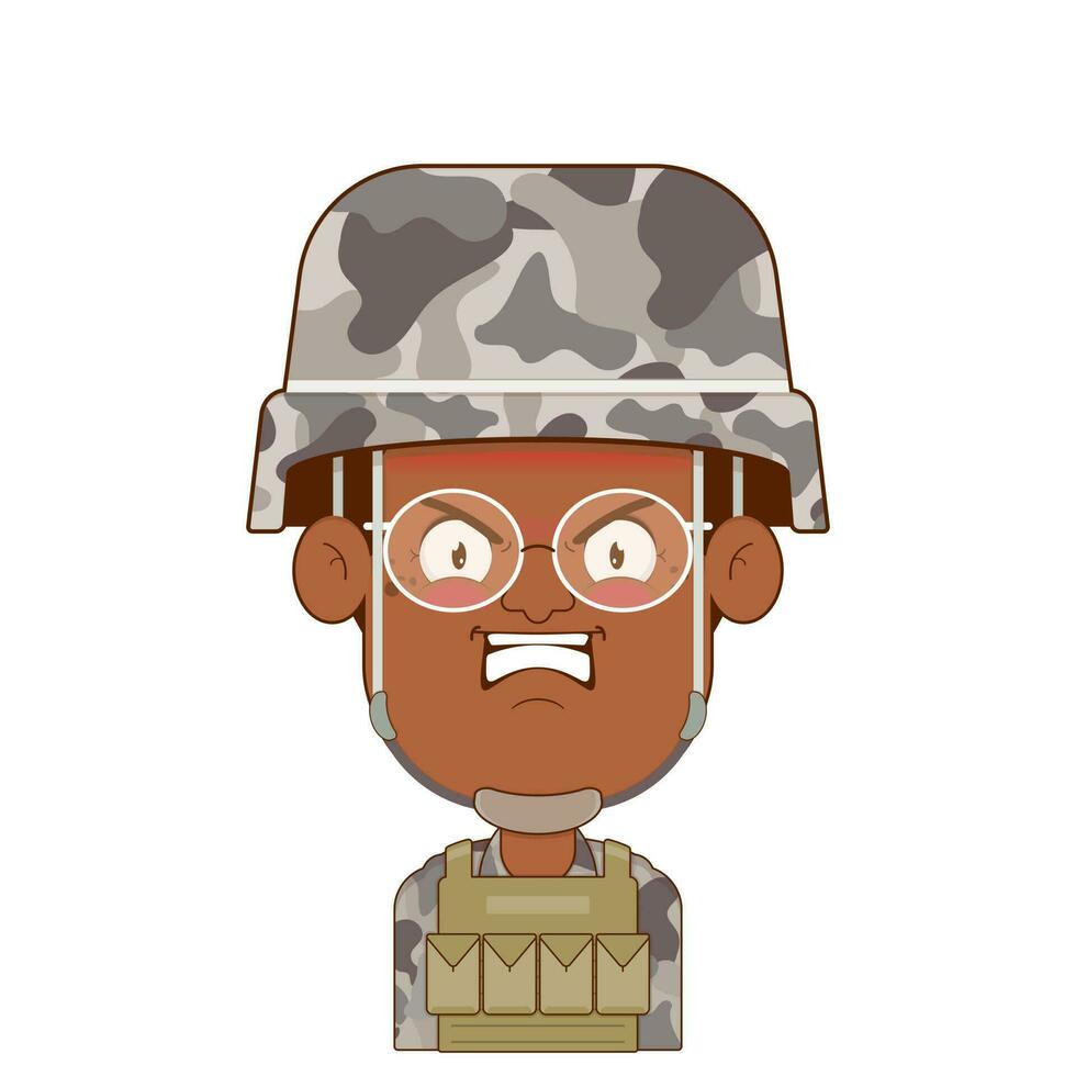 soldado Bravo face desenho animado fofa vetor