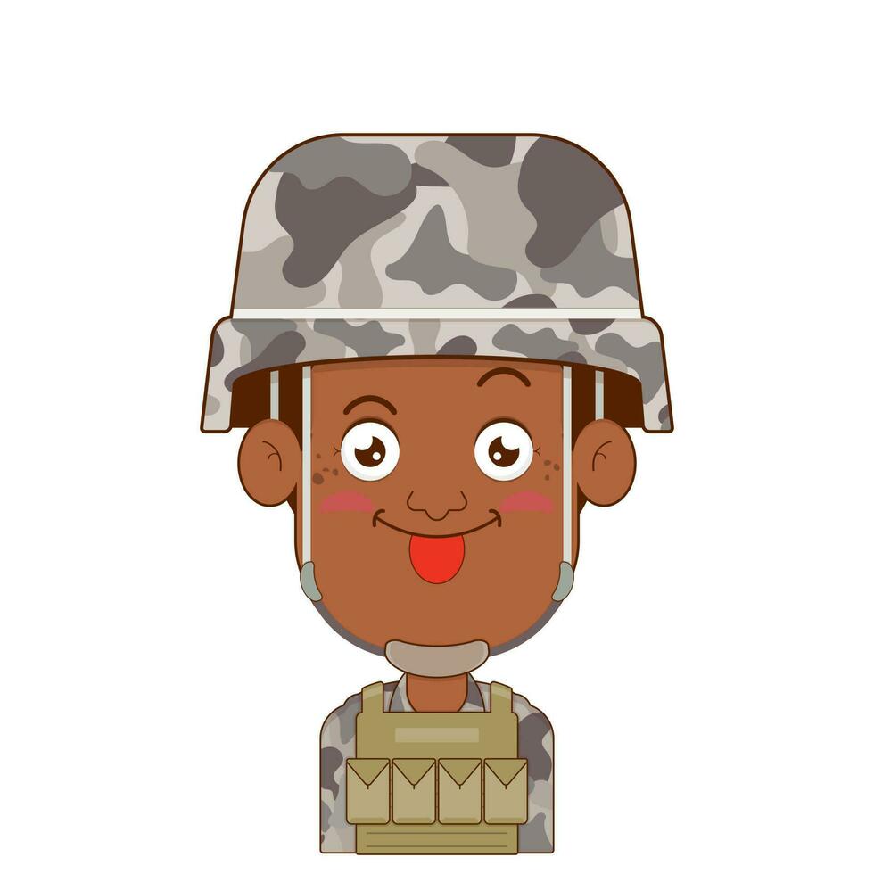 soldado brincalhão face desenho animado fofa vetor