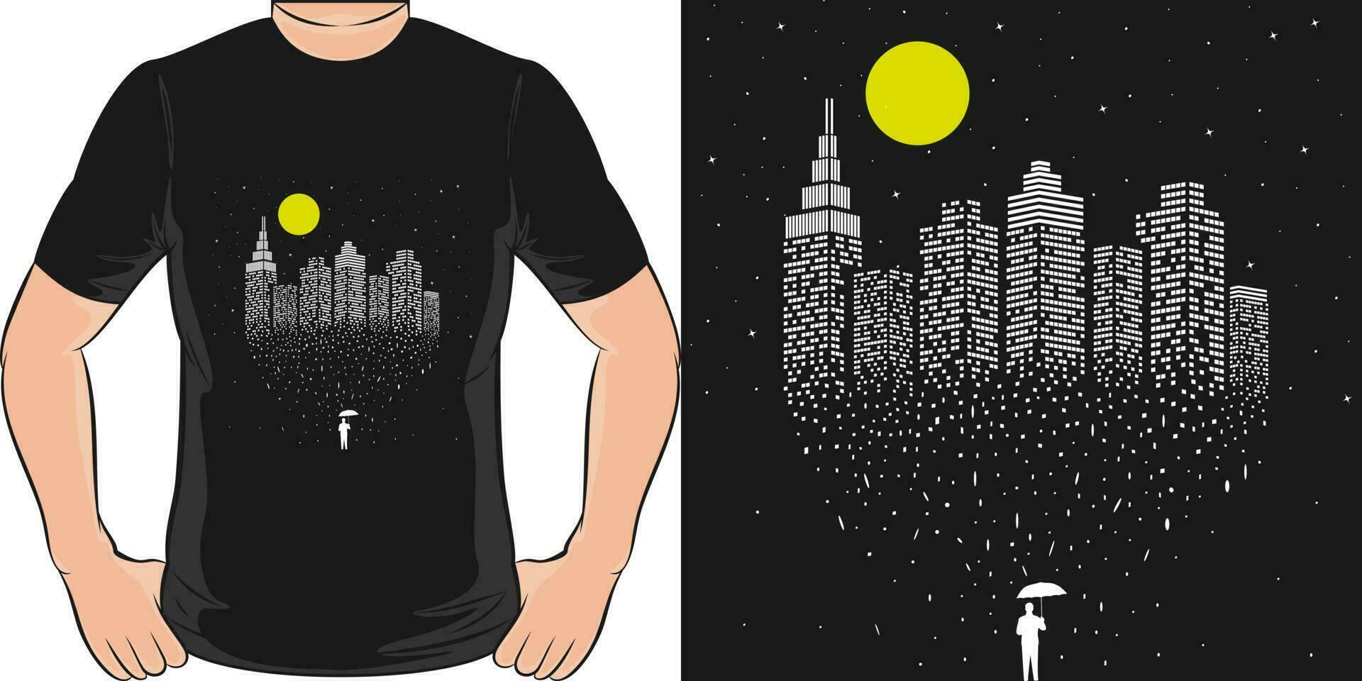 a Estrela cidade, espaço e astronauta camiseta Projeto. vetor