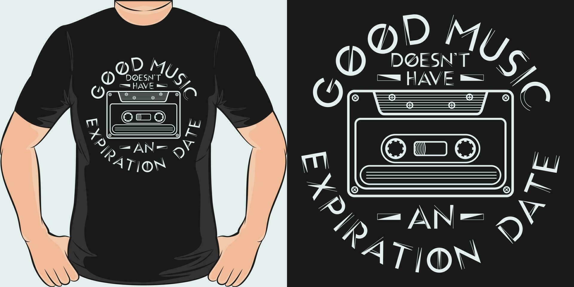 Boa música não ter a expiração data, música citar camiseta Projeto. vetor