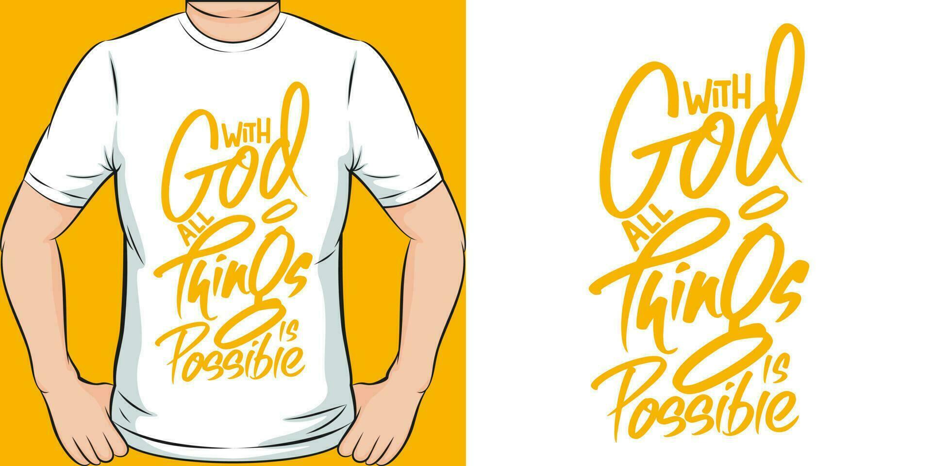 com Deus, todos coisas é possível, motivacional citar camiseta Projeto. vetor