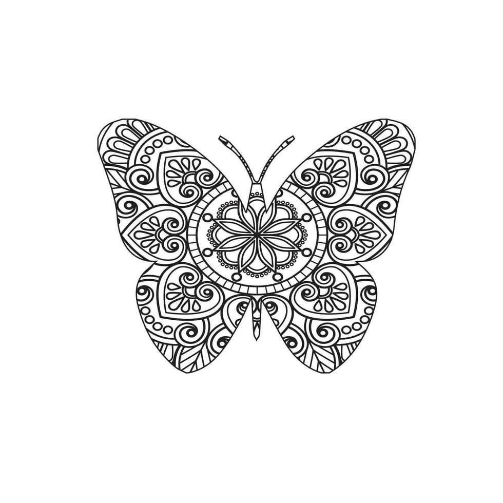 vetor Buterfly mandala coloração página para adulto