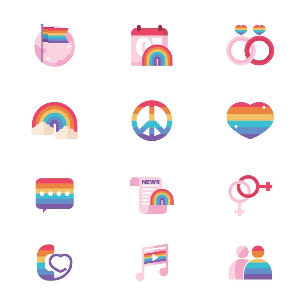 ícones perfeitos para pessoas coloridas vetor