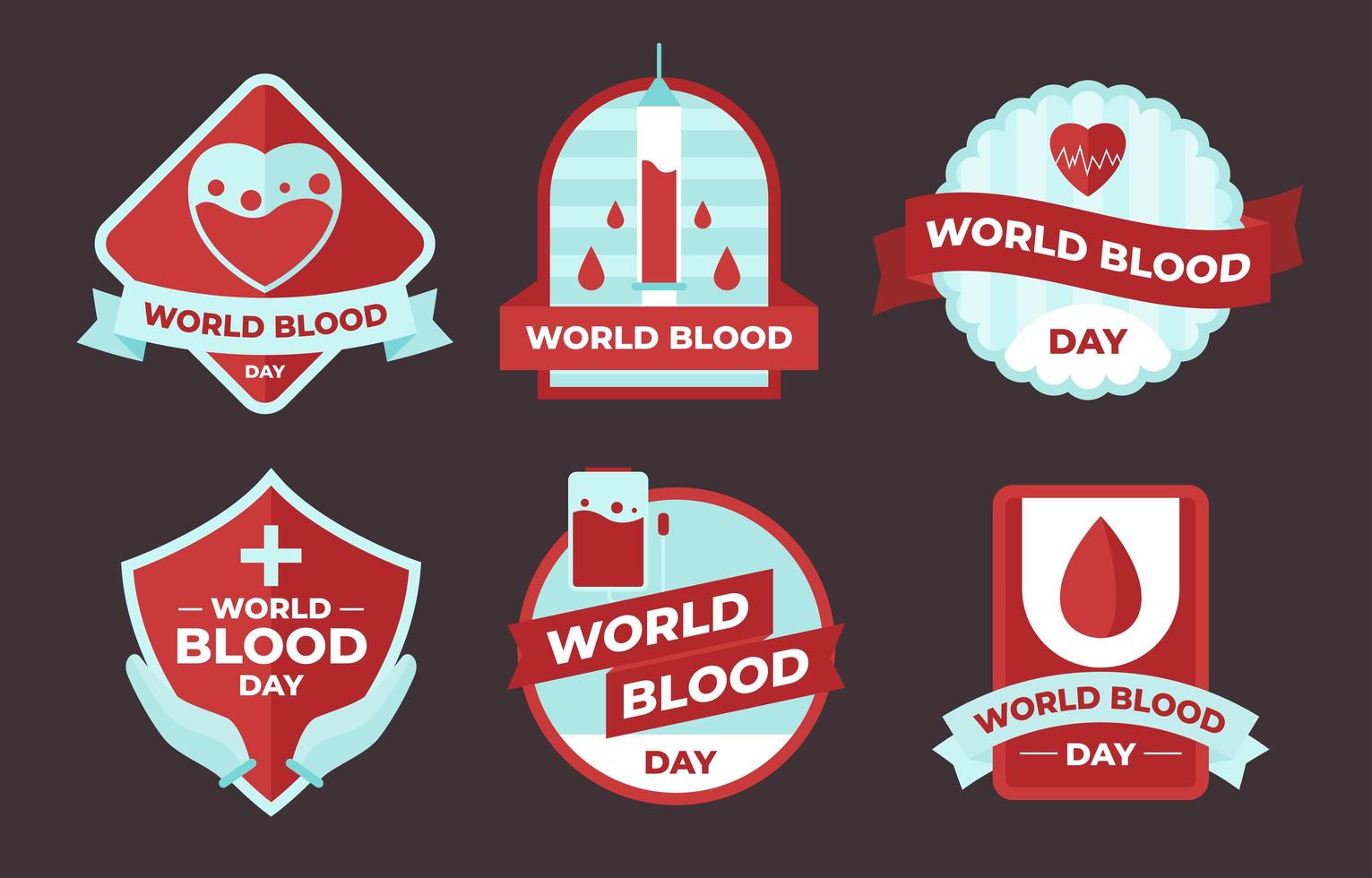 coleção de distintivos de sangue mundial vetor