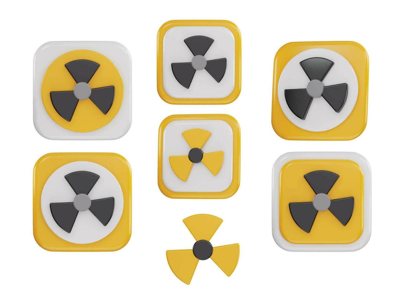 nuclear radioativo Perigo tóxico ícone 3d Renderização vetor ilustração conjunto