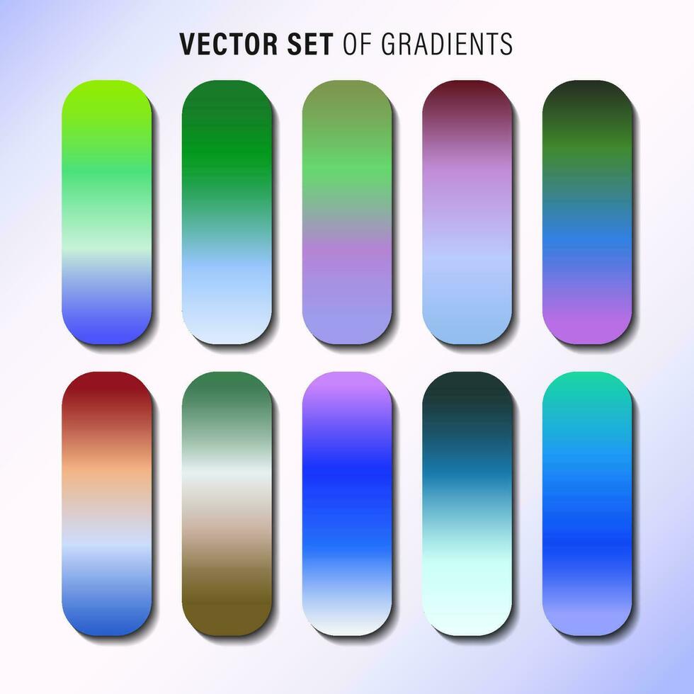 vibrante colorida gradientes paleta. a exemplo do uma brilhante cor amostras. vetor