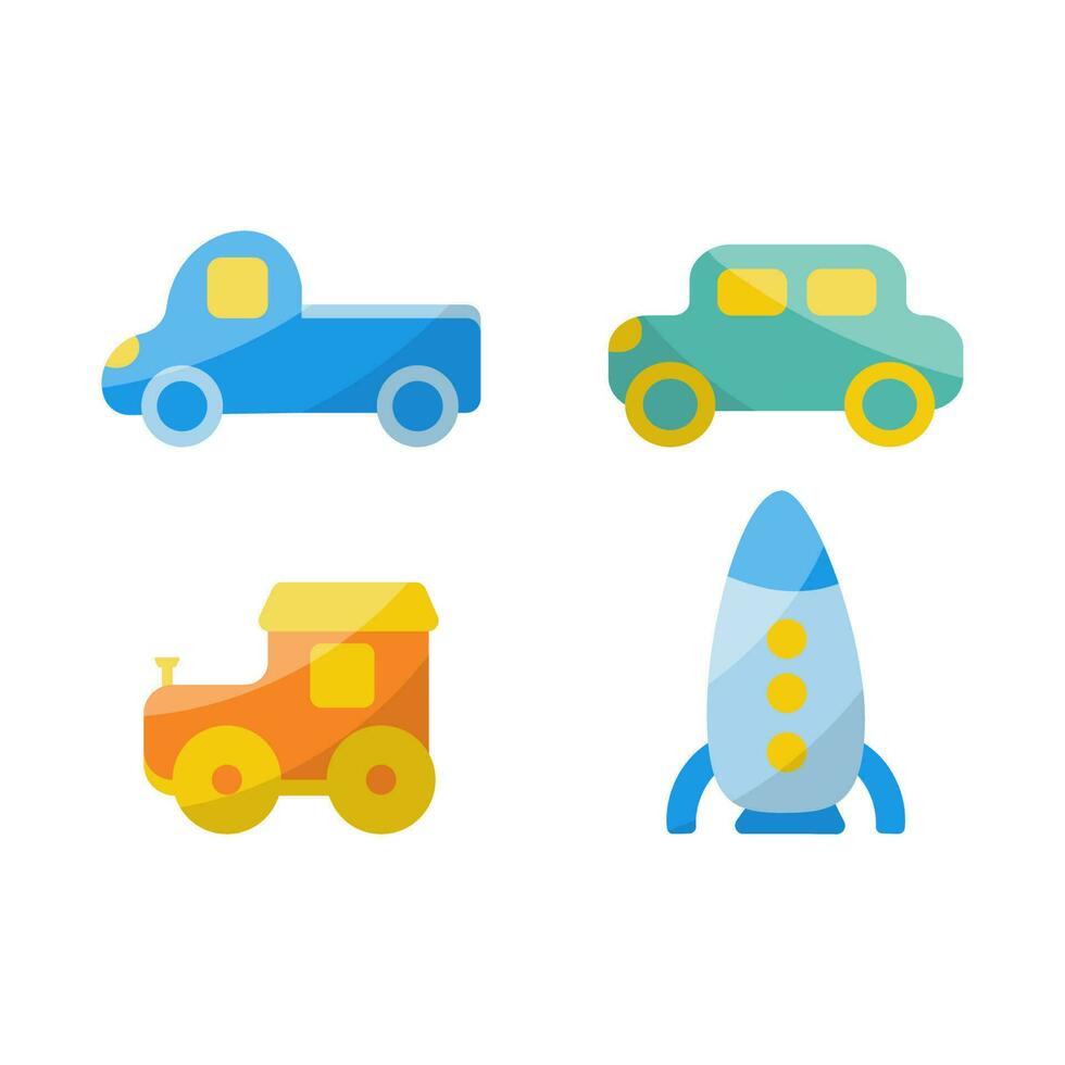 brinquedos carros trem vagão nave espacial crianças dia Jardim da infância vetor