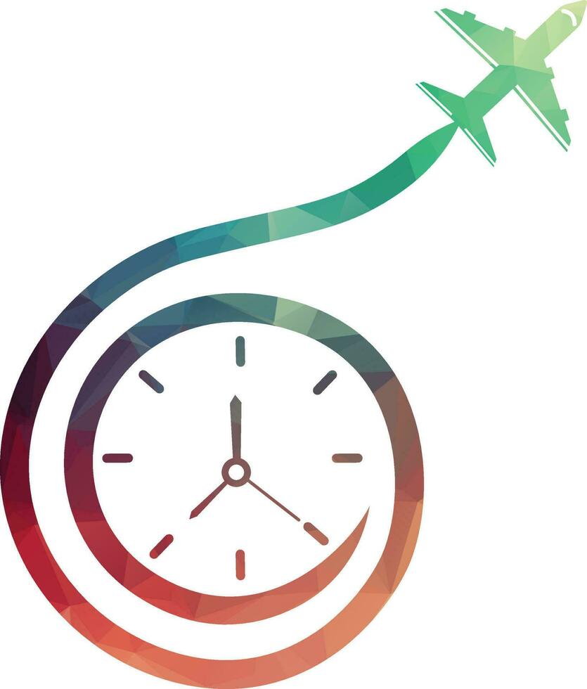 viagem Tempo logotipo desenhos conceito vetor, avião e cronômetro logotipo símbolo ícone modelo vetor