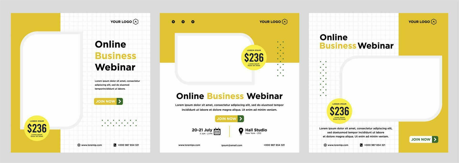 webinar ao vivo de marketing digital e postagem de mídia social corporativa ou banner de modelo vetor