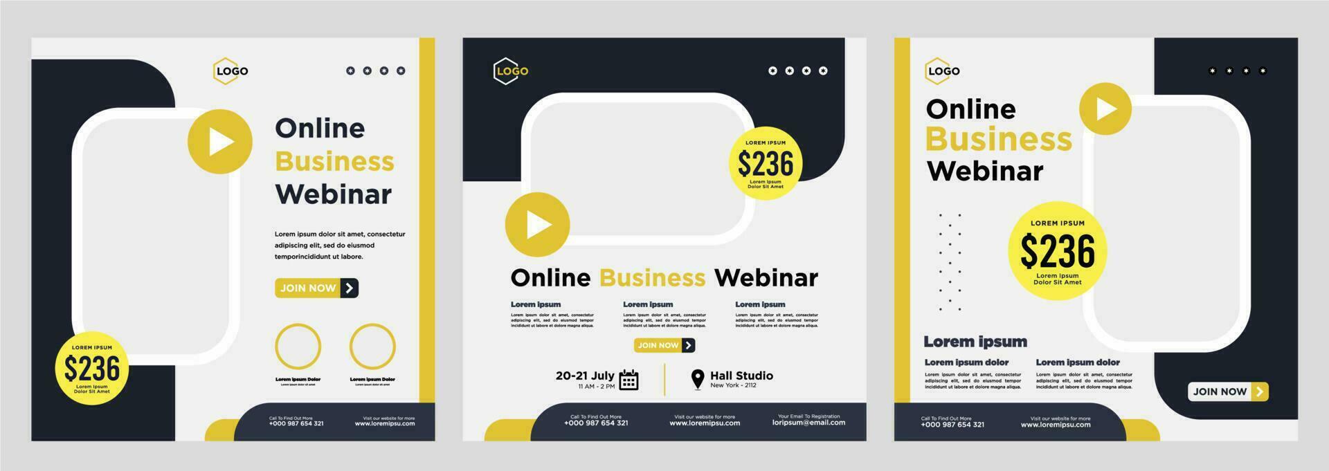 webinar ao vivo de marketing digital e postagem de mídia social corporativa ou banner de modelo vetor