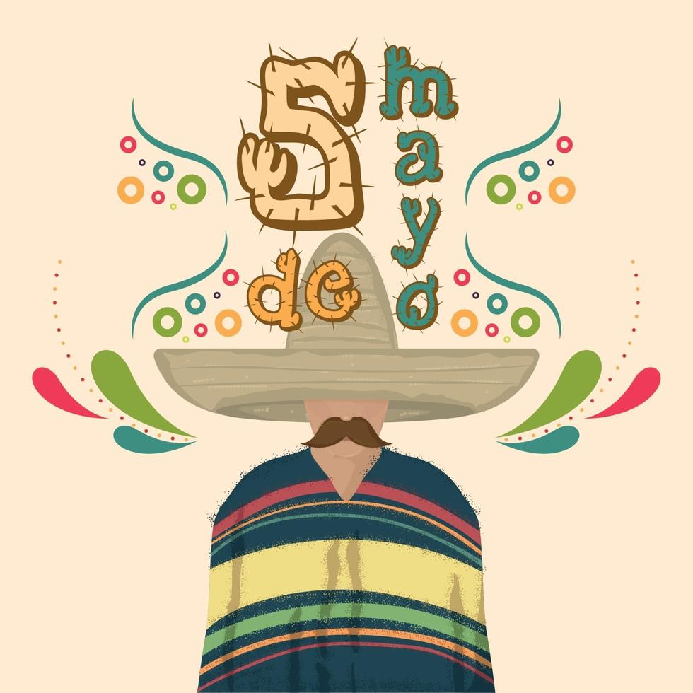 pôster do mexicano cinco de mayo com enfeites vetor