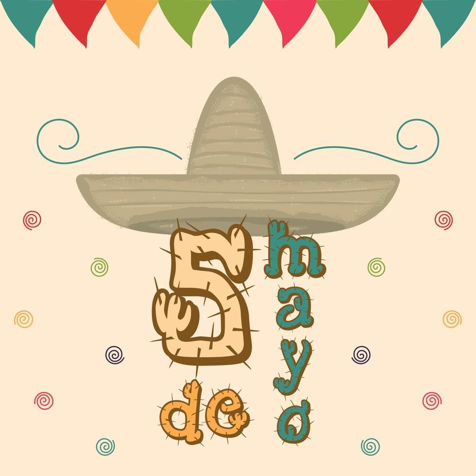chapéu mexicano tradicional em pôster cinco de mayo vetor