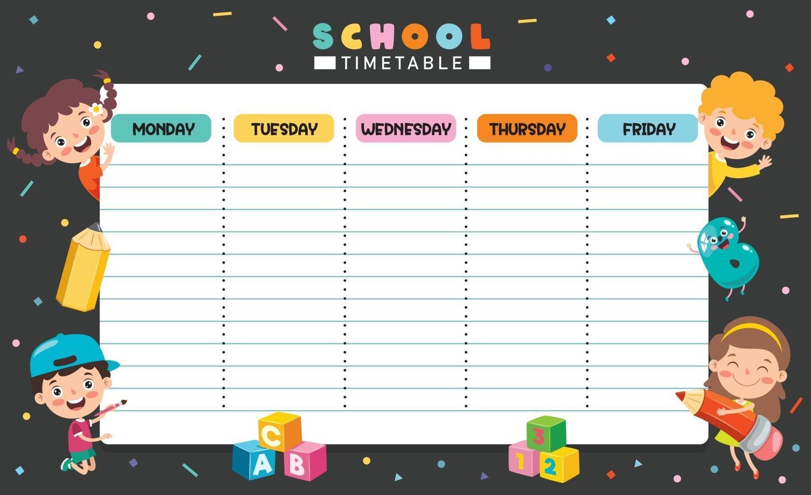 planejador diário e semanal para crianças vetor