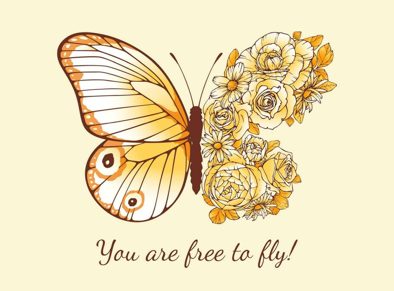 fofa verão cumprimento cartão com borboleta e lindo flores borboletas asas com florescendo rosas e camomila, moda impressão modelo vetor