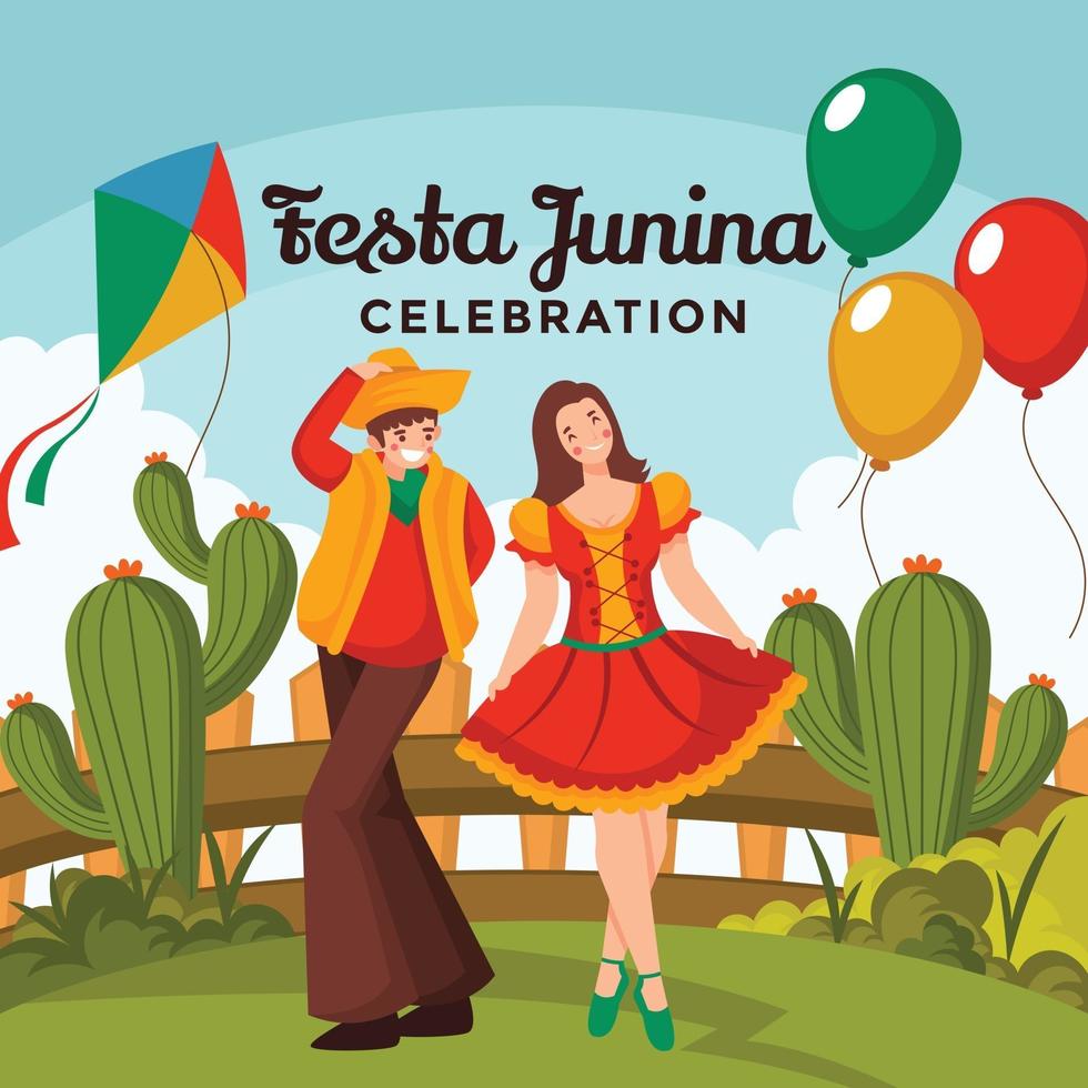 menino e menina vestidos em festa junina vetor