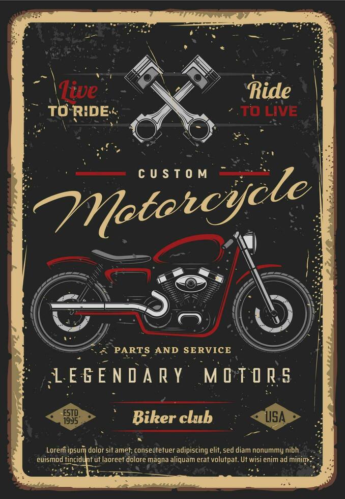 personalizadas motocicletas partes e serviço vetor poster