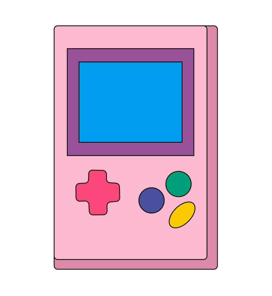 gadget para jogando, isolado vídeo jogos para quebra-cabeças. retro dispositivo anos 90. vetor dentro plano estilo para decoração, logotipo, adesivo, ícone.