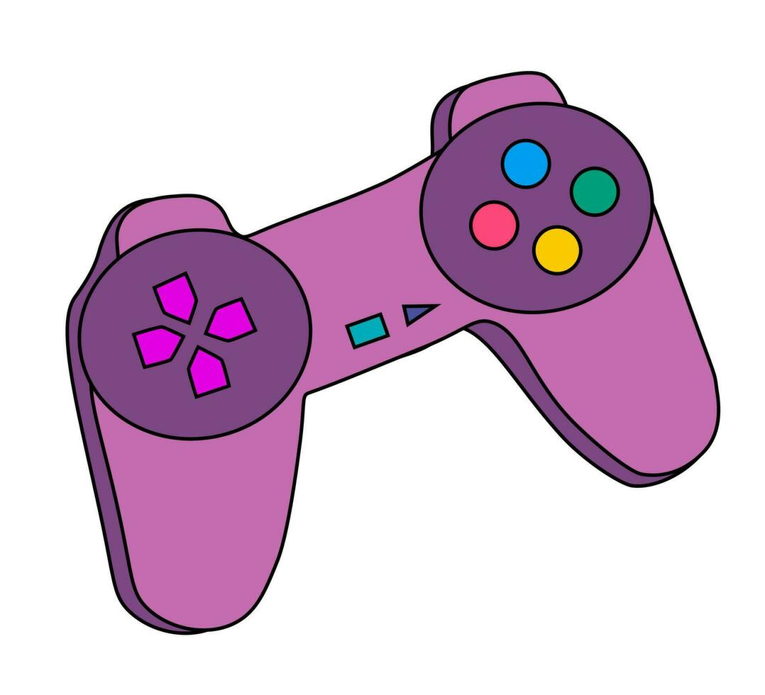 jogos vintage e retro elemento anos 90. jogos controle de video game dentro plano estilo. jogos analógico controlador, jogos almofada. vetor ilustração para decoração, logotipo, adesivo, ícone.