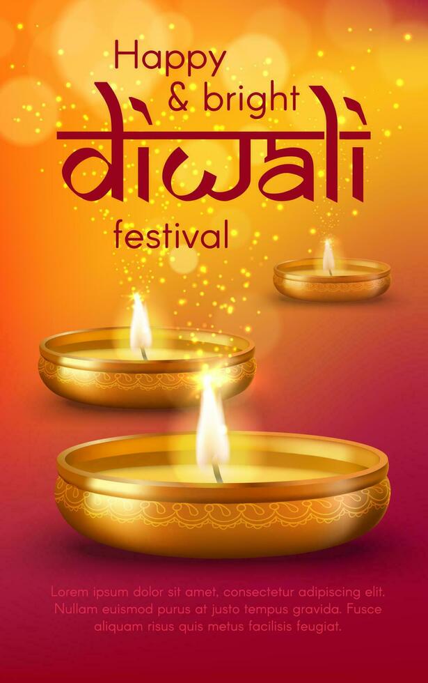 diya lâmpadas do diwali ou deepavali indiano festival vetor