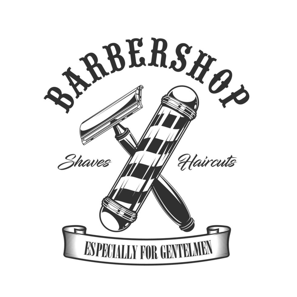 barbearia pólo e navalha ícone vetor