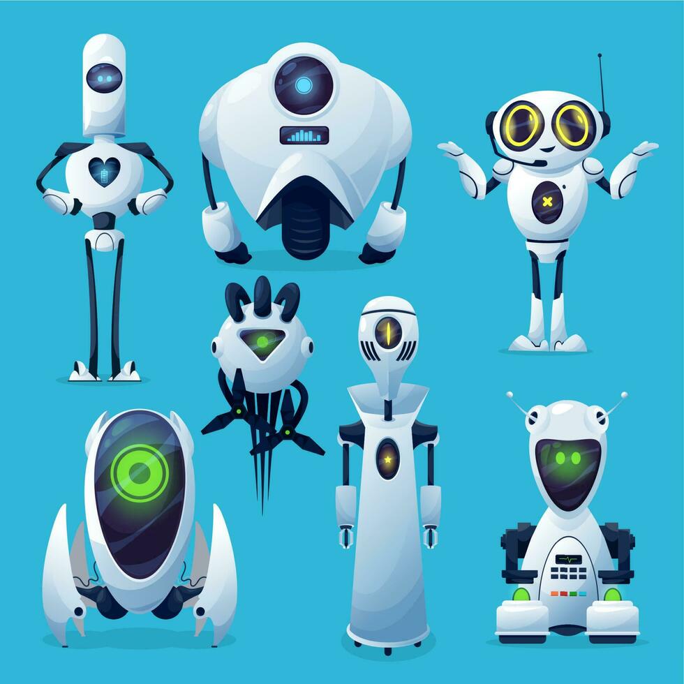 futuro robôs, estrangeiro robótico vida vetor personagem