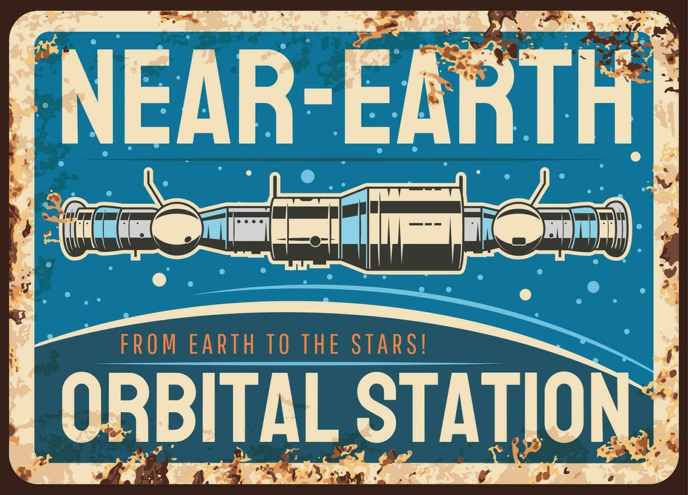 perto terra orbital estação vetor oxidado prato