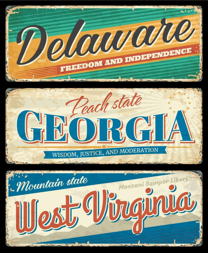 americano estados, delaware, Geórgia, oeste Virgínia vetor